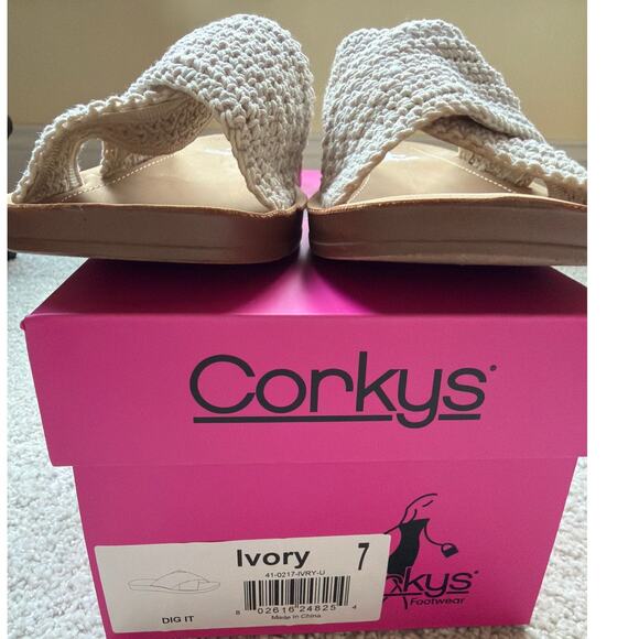 NEW Corkys Dig It Sandals Women's Size 7 Ivory Boho Coquette Twee Slides Comfort - Picture 5 of 7